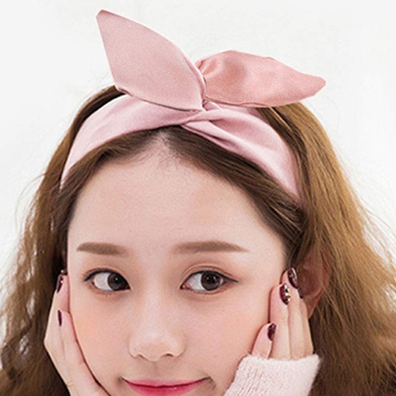 HYFEEL Wire Headbands for Women Bow Hair Scarf Cute Twist Hairbands Adjustable Head Wraps Fashion Beach Hair Accessories for Girls Lady Multi-use Turban (Pink) - Image 5